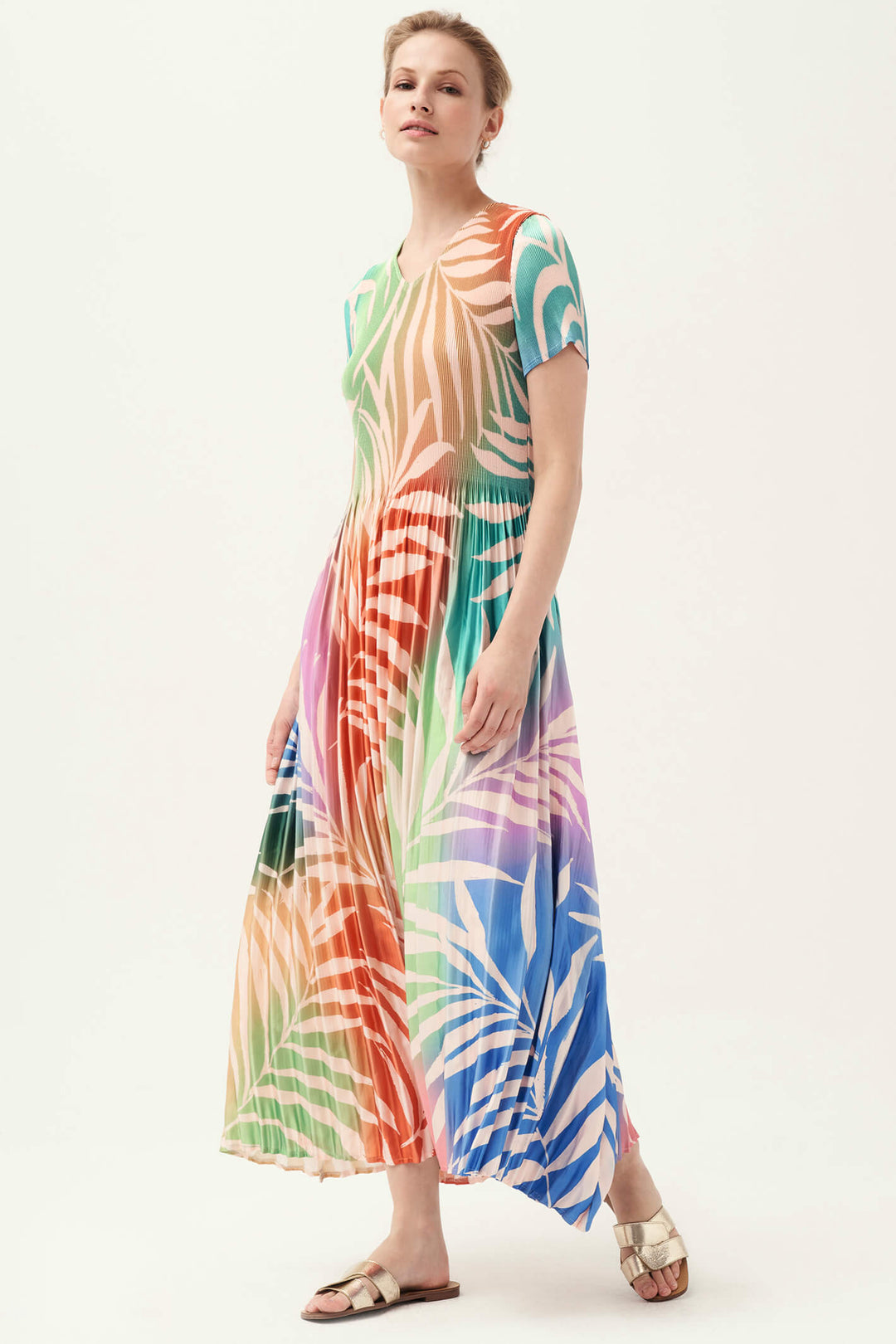 Leo & Ugo KER414 Multi-Coloured Pleated Dress - Experience Boutique