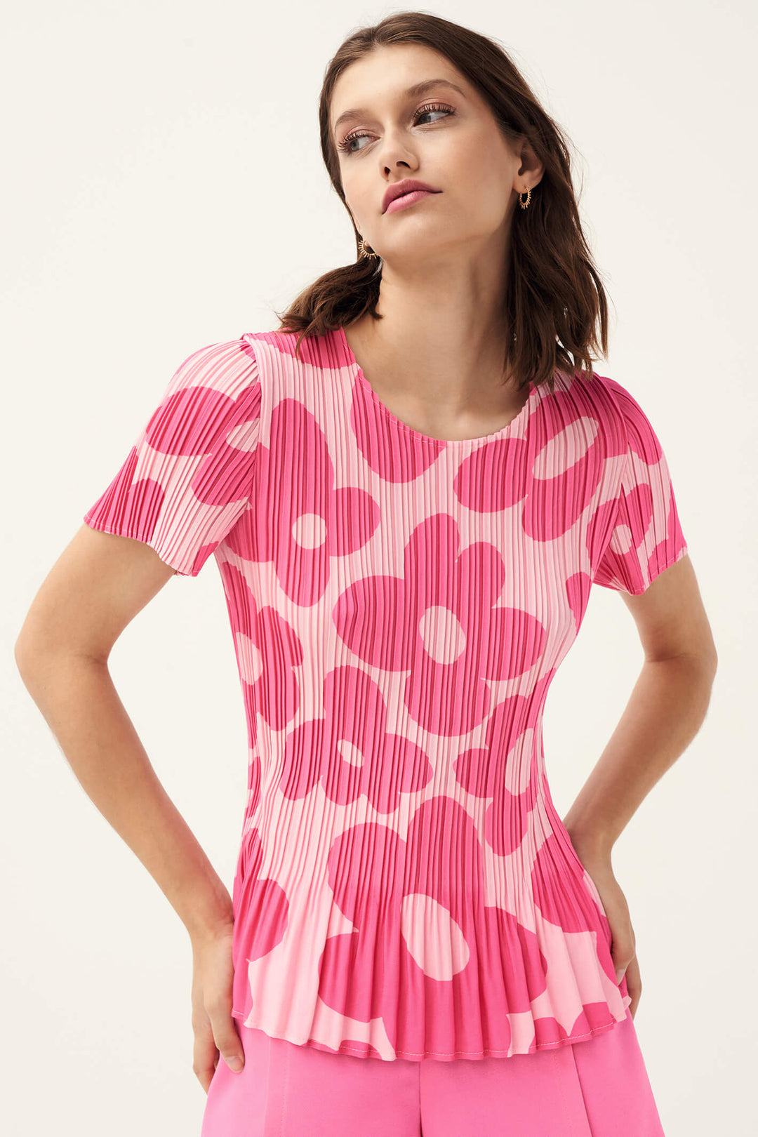 Leo & Ugo YE453 Pink Pleated Top - Experience Boutique