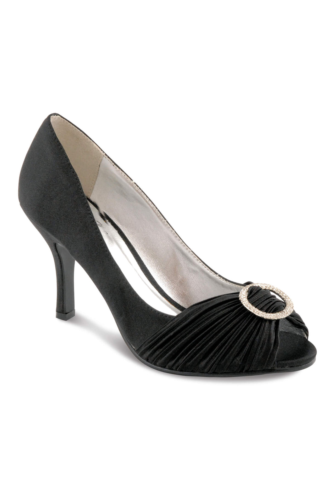 Lunar FLV132 Sienna Black Peep Toe Diamante Court Shoe - Experience Boutique
