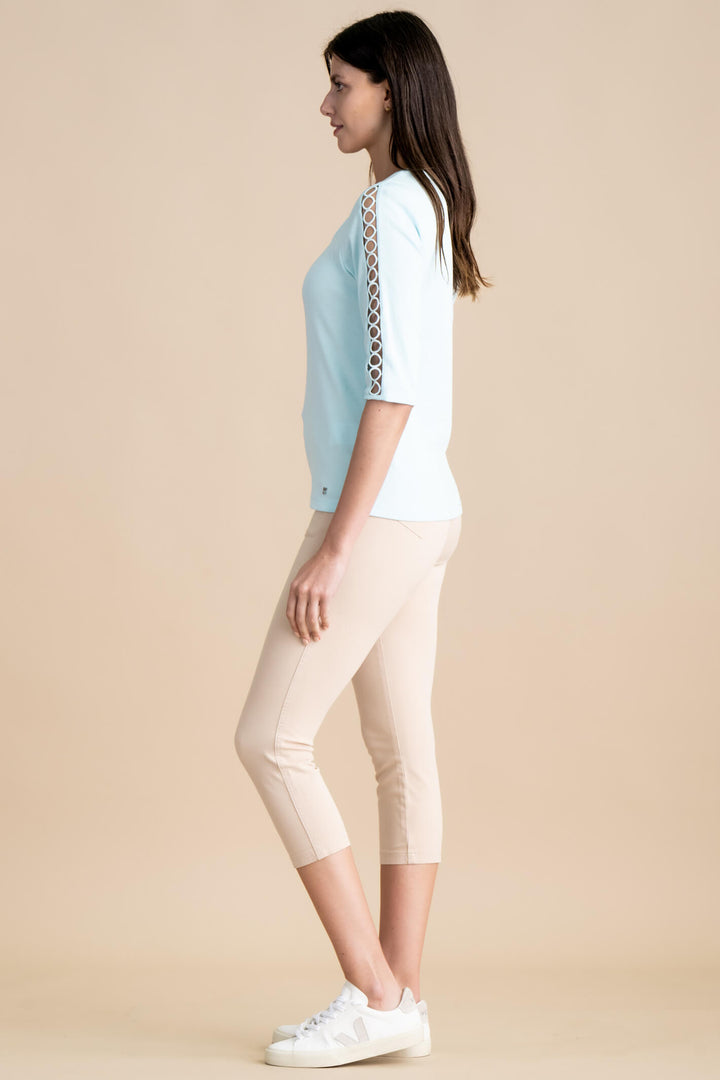 Marble Fashions 6527 202 Mint Open Sleeve Round Neck Top  - Experience Boutique