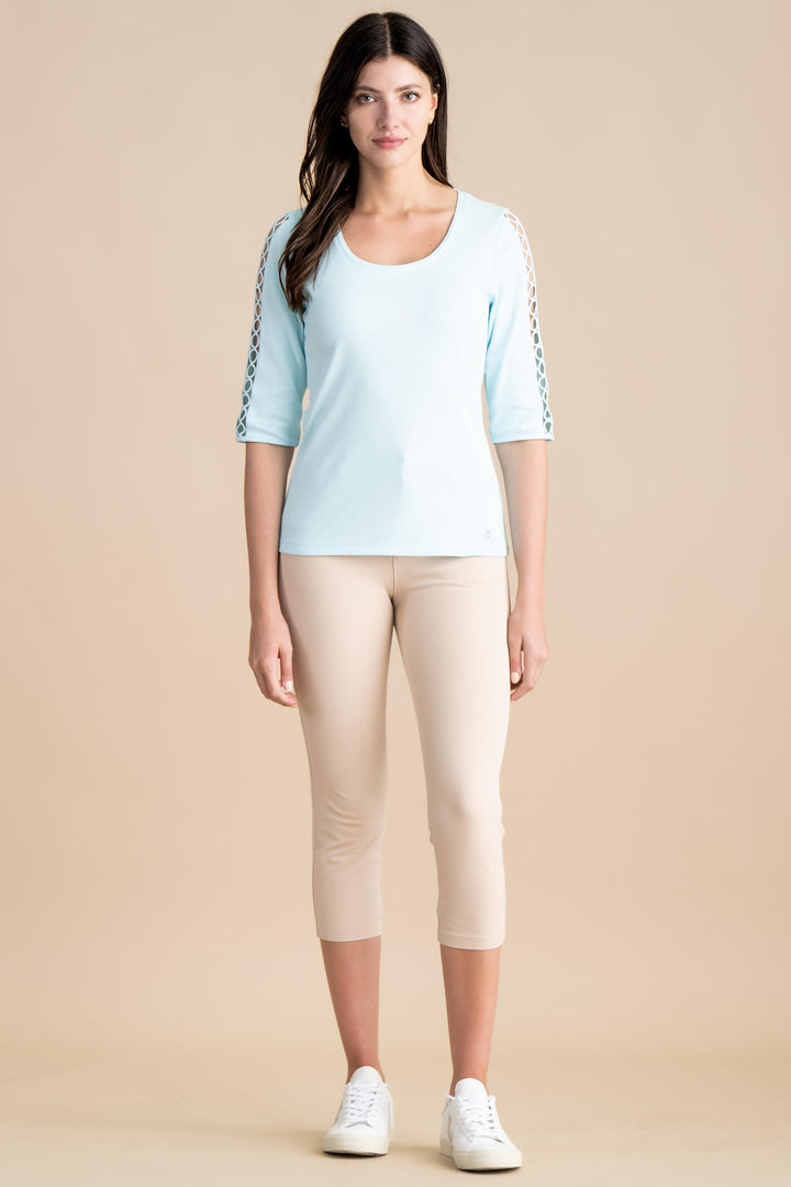 Marble Fashions 6527 202 Mint Open Sleeve Round Neck Top  - Experience Boutique