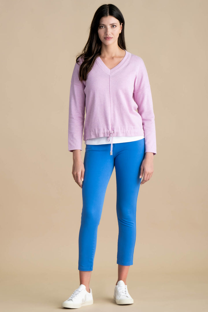Marble Fashions 6567 203 Lilac V-Neck Drawstring Hem Top - Experience Boutique