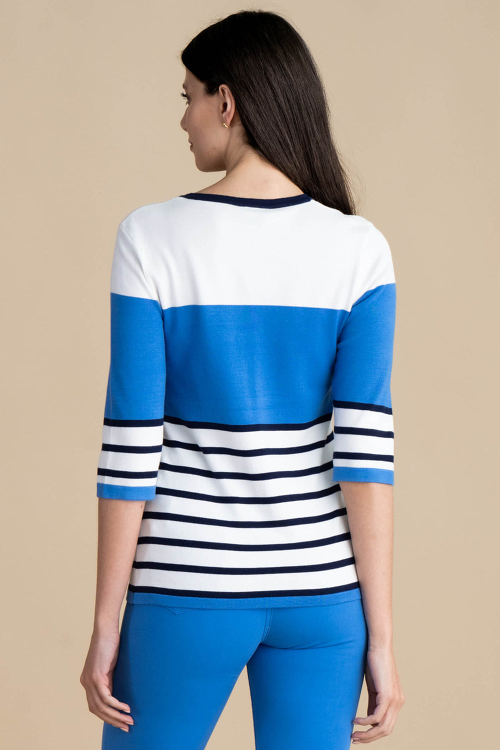 Marble Fashions 6883 201 Blue Strip Top - Experience Boutique
