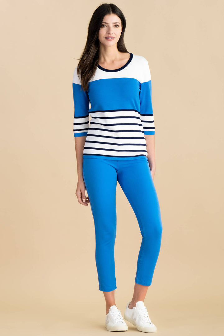 Marble Fashions 6883 201 Blue Strip Top - Experience Boutique