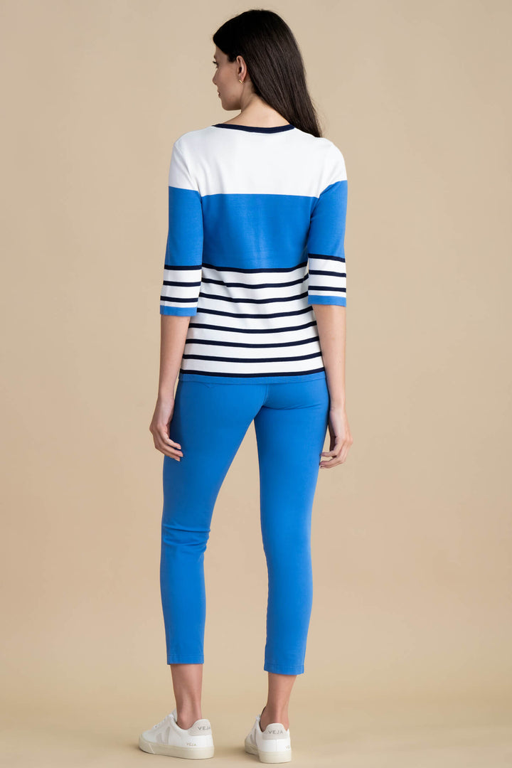 Marble Fashions 6883 201 Blue Strip Top - Experience Boutique