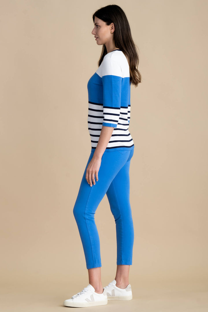 Marble Fashions 6883 201 Blue Strip Top - Experience Boutique