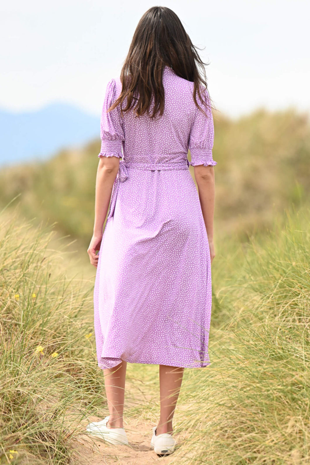 Marble Fashions 6987 197 Mauve Drop Print Fit & Flare Wrap Dress - Experience Boutique