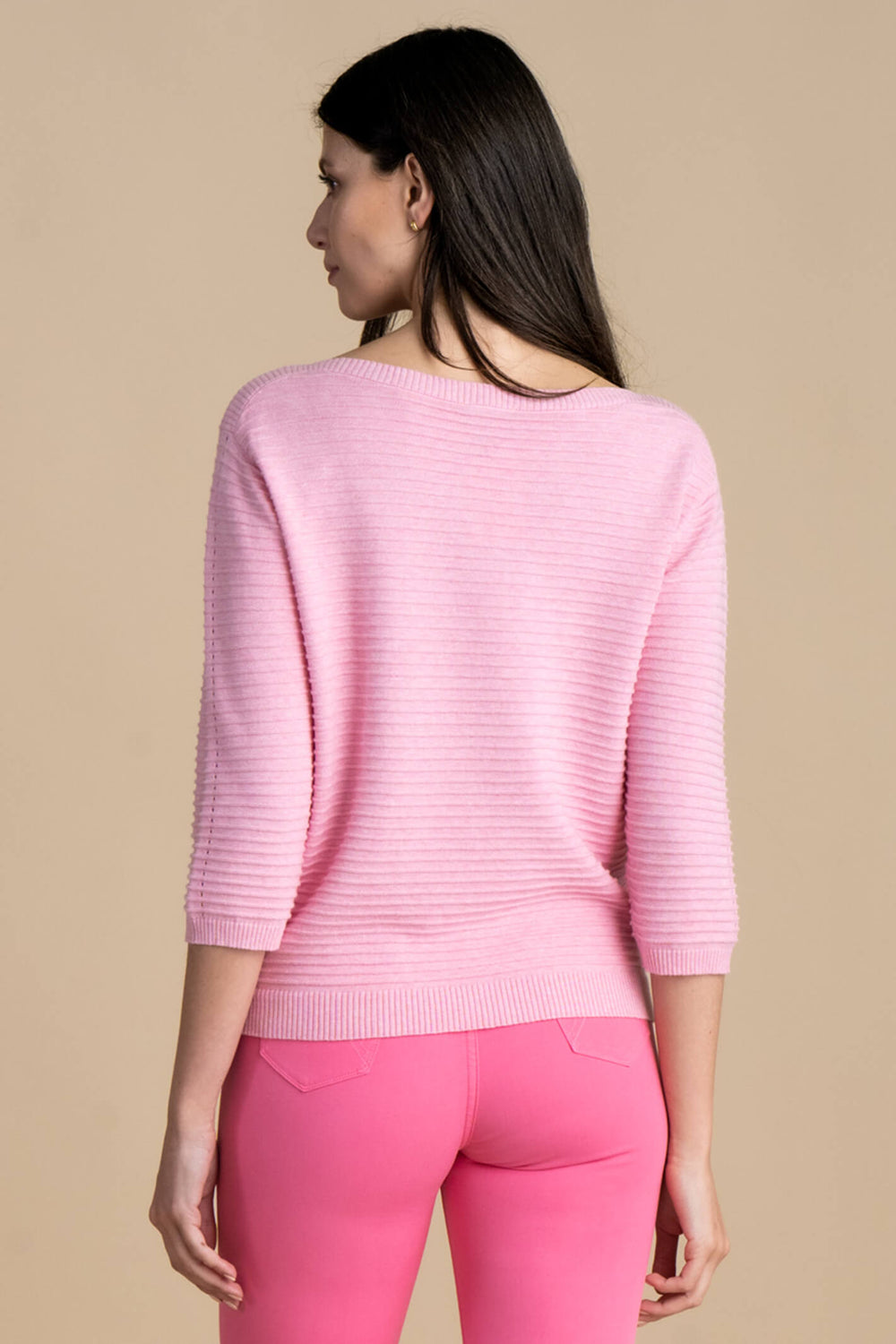 Marble Fashions 7009 194 Pink Wide Neck Ribbed Jumper - Experience Boutique