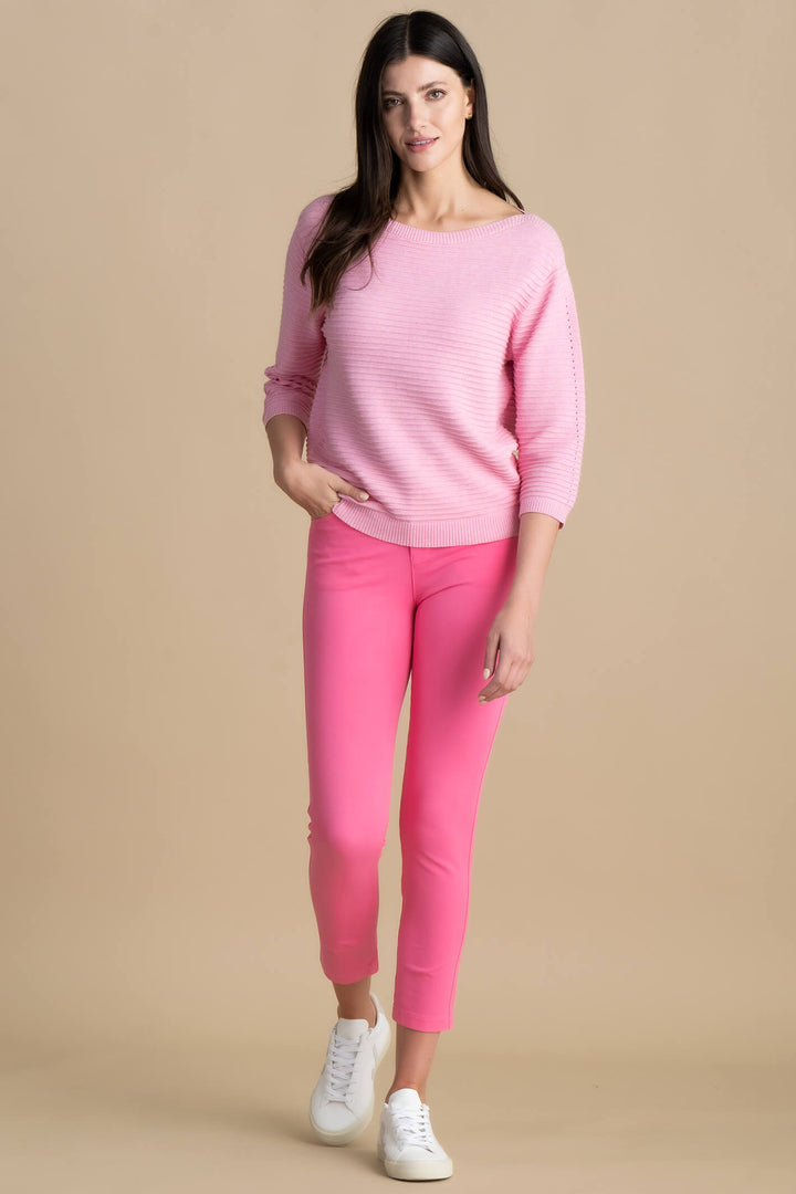 Marble Fashions 7009 194 Pink Wide Neck Ribbed Jumper - Experience Boutique