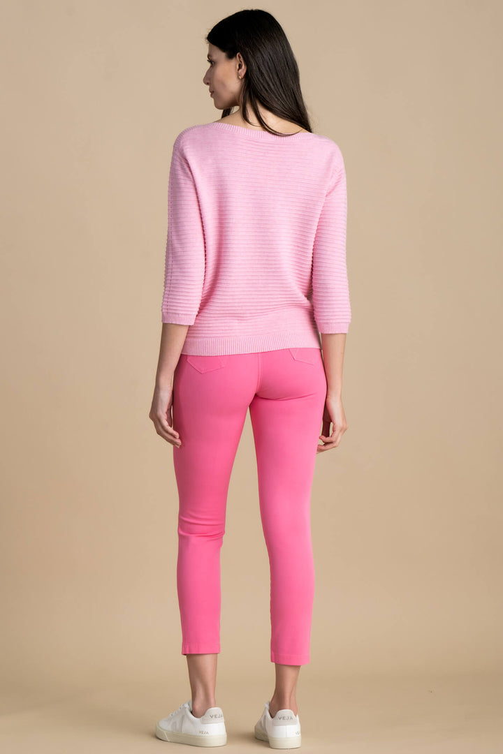 Marble Fashions 7009 194 Pink Wide Neck Ribbed Jumper - Experience Boutique