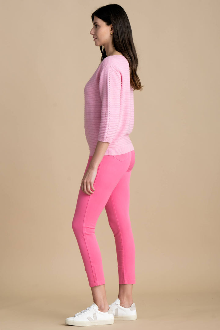Marble Fashions 7009 194 Pink Wide Neck Ribbed Jumper - Experience Boutique