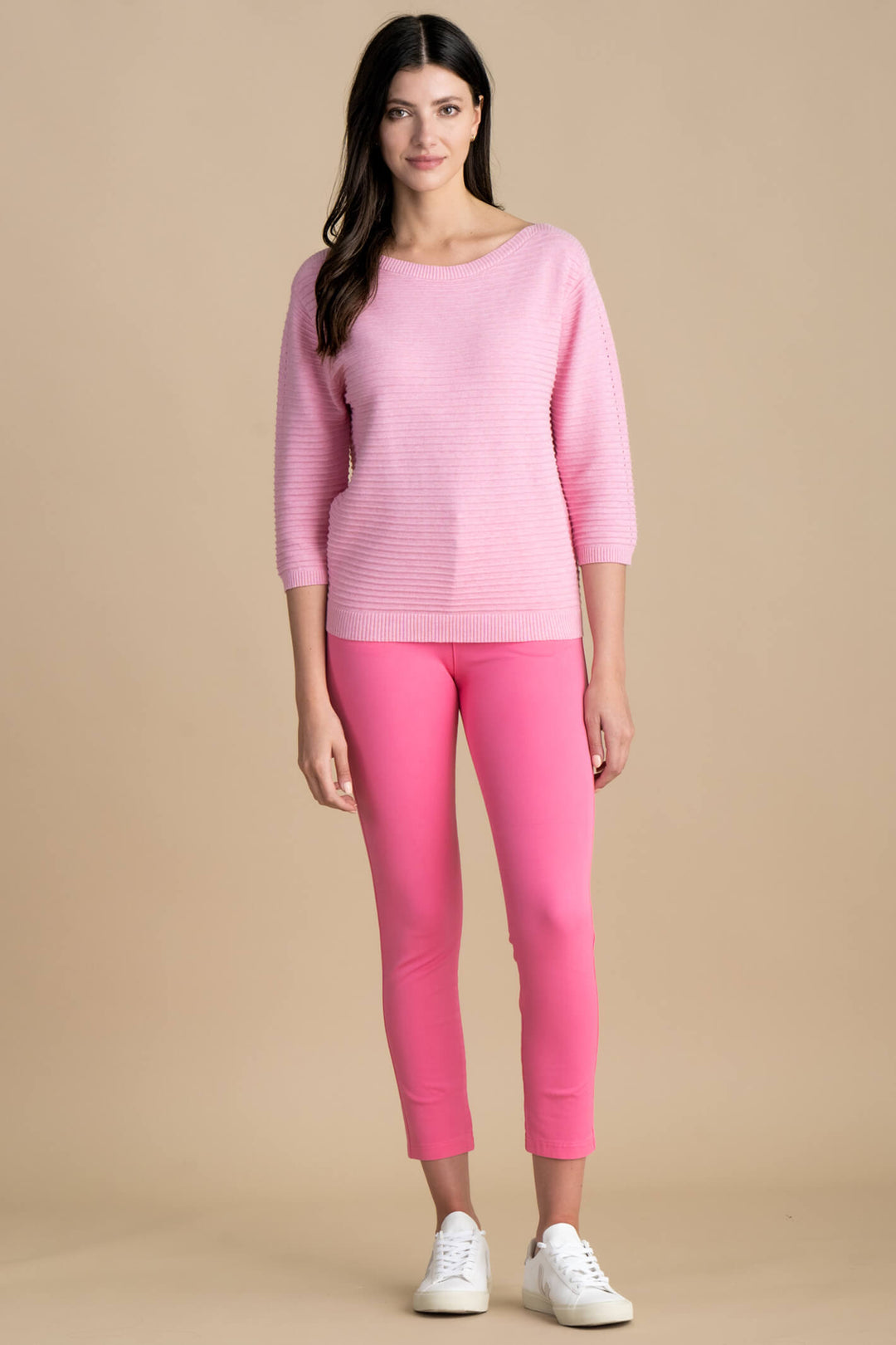 Marble Fashions 7009 194 Pink Wide Neck Ribbed Jumper - Experience Boutique
