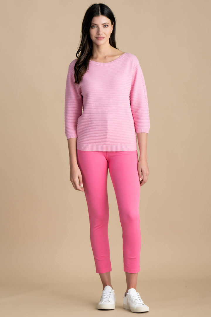 Marble Fashions 7009 194 Pink Wide Neck Ribbed Jumper - Experience Boutique