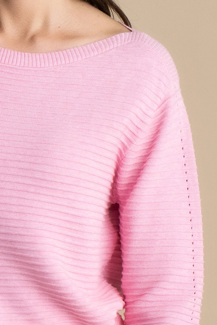 Marble Fashions 7009 194 Pink Wide Neck Ribbed Jumper - Experience Boutique