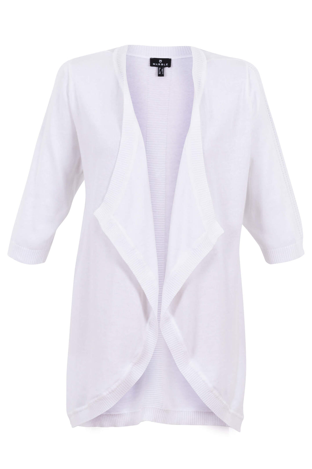 Marble Fashions 7014 White Knitted Waterfall Cardigan - Experience Boutique
