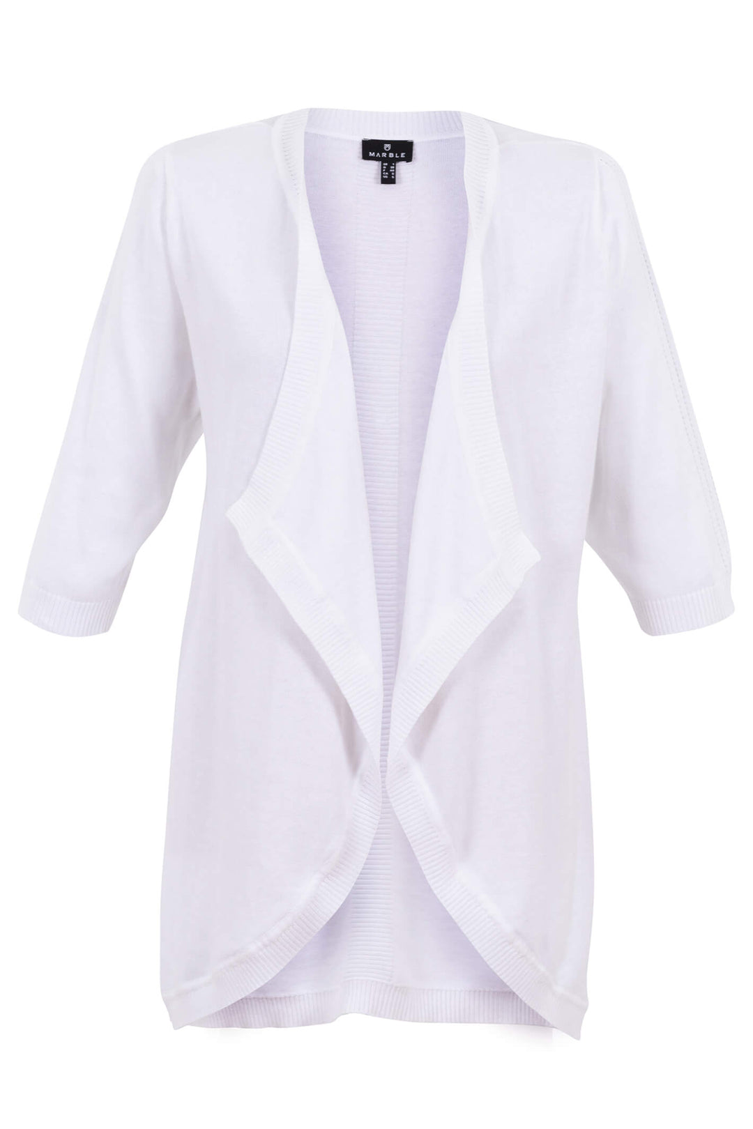 Marble Fashions 7014 White Knitted Waterfall Cardigan - Experience Boutique