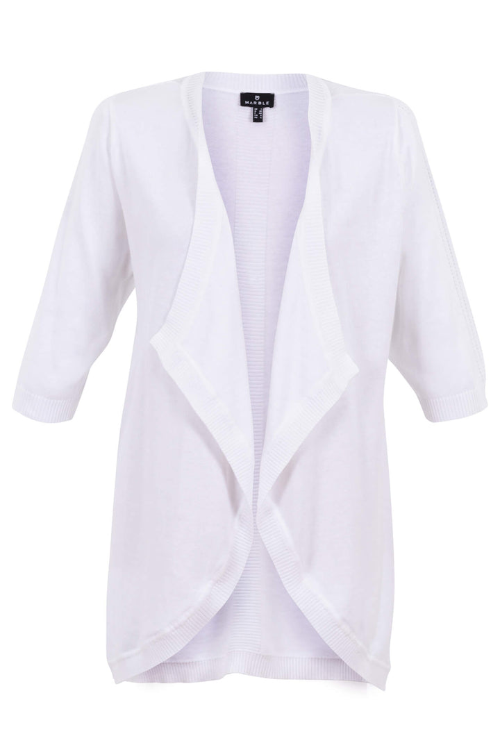 Marble Fashions 7014 White Knitted Waterfall Cardigan - Experience Boutique