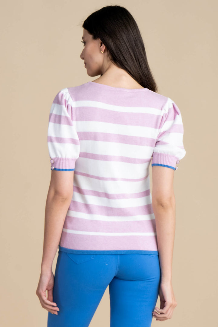 Marble Fashions 7016 203 Mauve Stripe Knitted Top - Experience Boutique