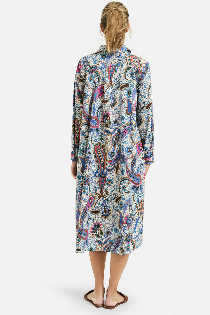 Milano 2130 Blue Floral Paisley Print Shirt Dress - Experience Boutique