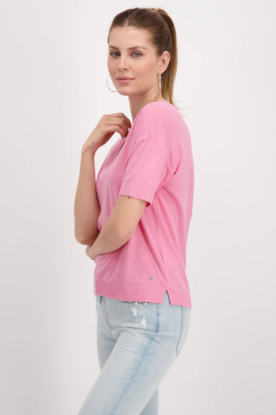 Monari 406773 Pink Knitted T-Shirt - Experience Boutique