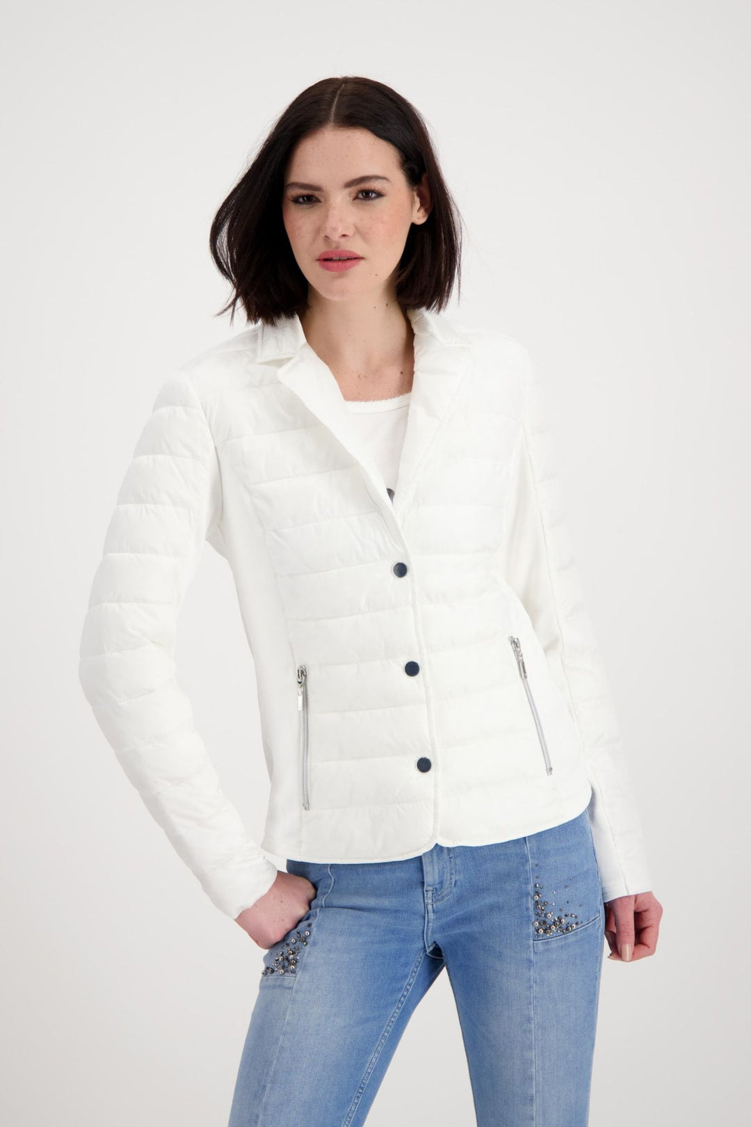 Monari 407391 Off-White Lapel Collar Coat