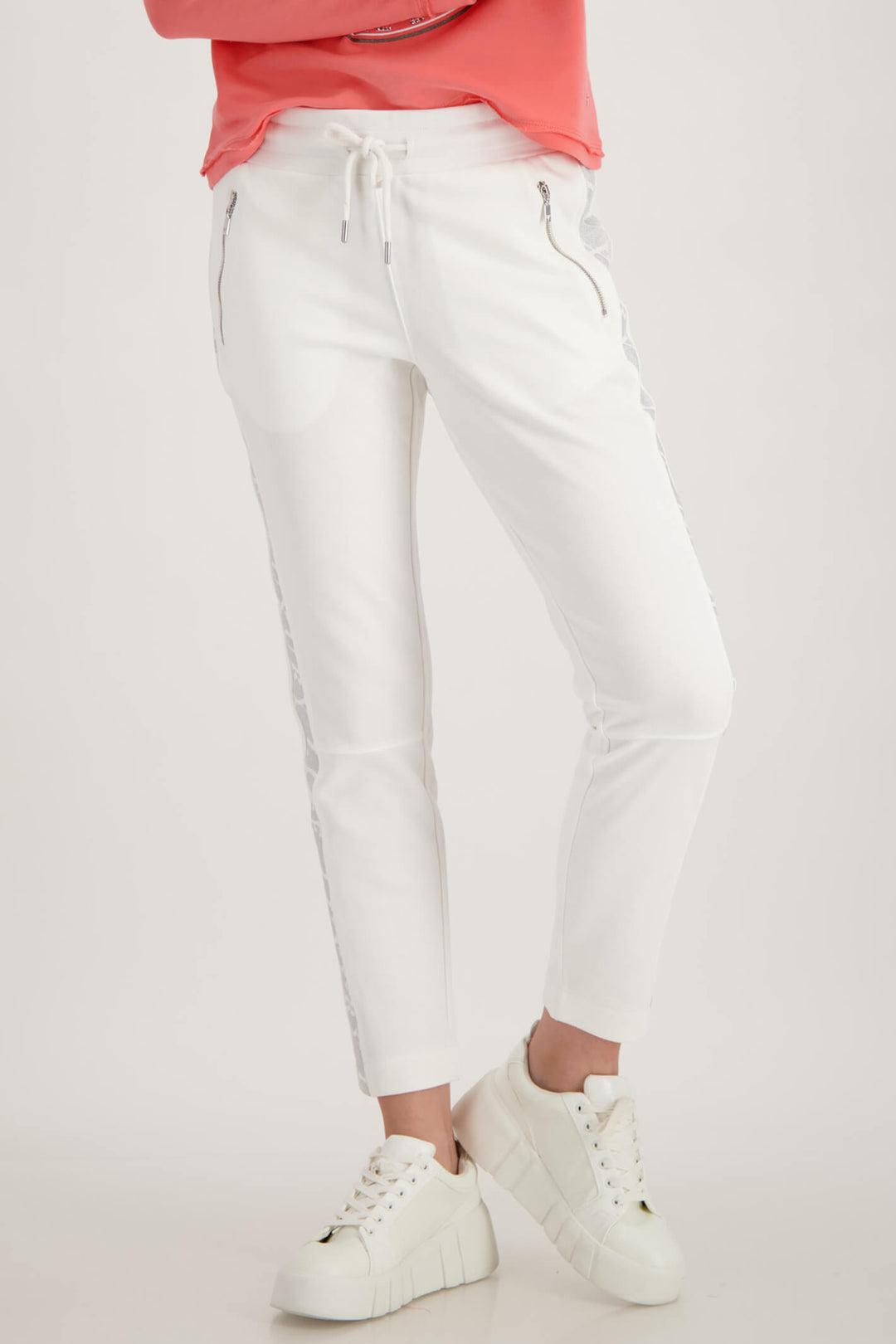 Monari 407557 Off White Jersey Trousers - Experience Boutique