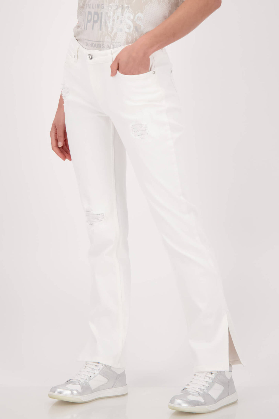 Monari 407566 Off White Wide Leg Trousers - Experience Boutique
