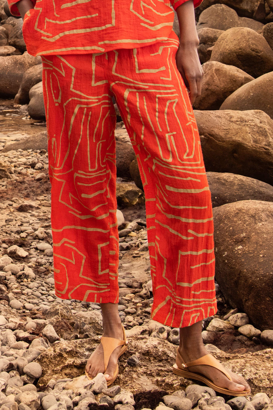 Noen 81948 Orange Print Trousers -  Experience Boutique