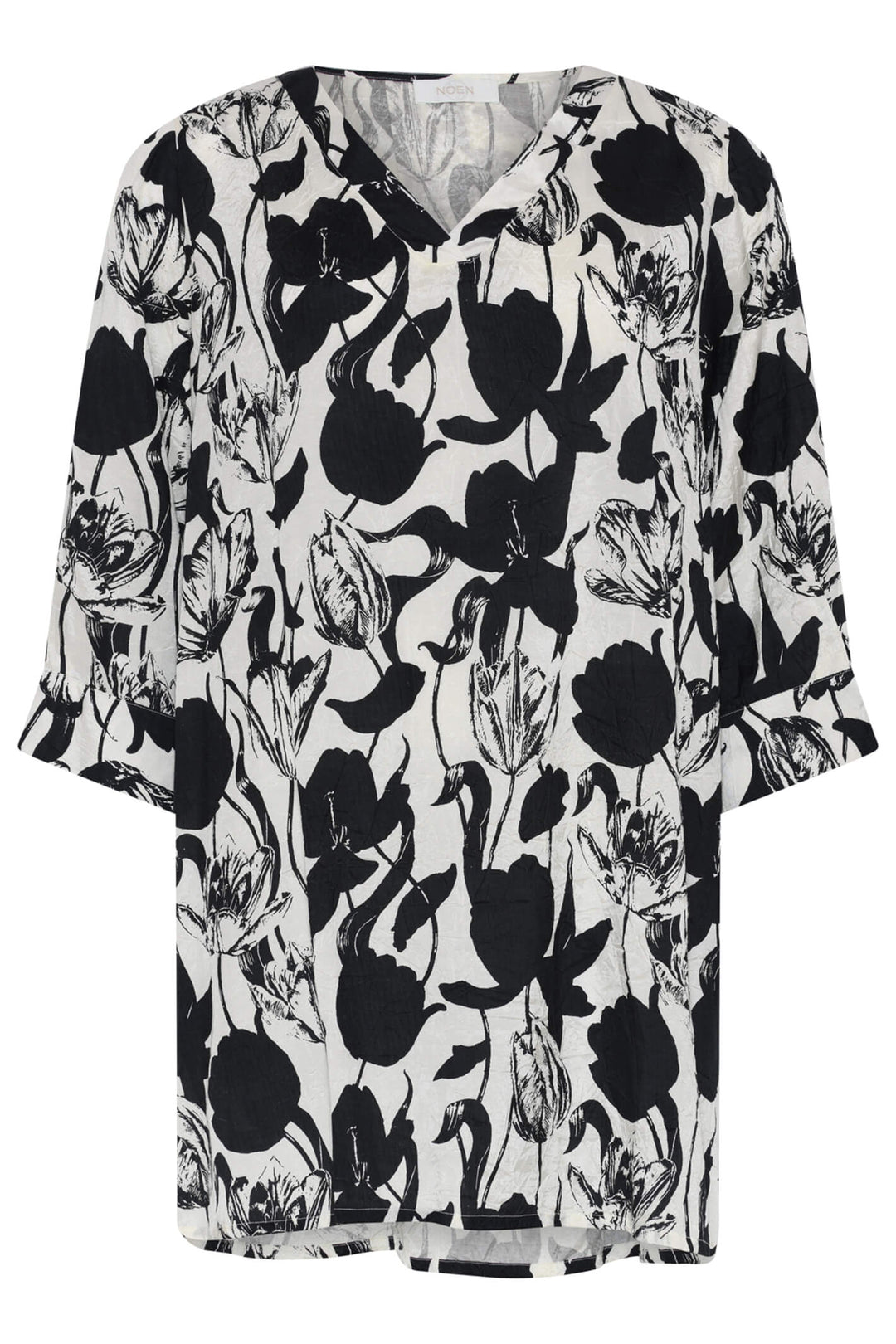 Noen 83366 81073 73 Black White Tulip Print Top - Experience Boutique