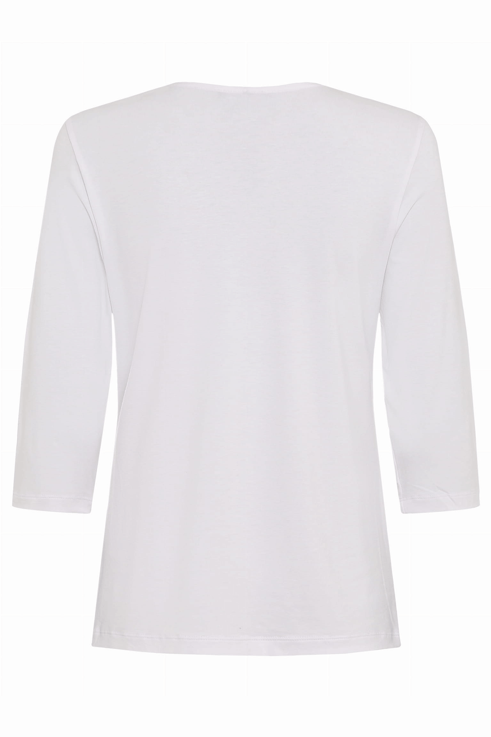 Olsen 11100107 White V-Neck 34 Sleeve Top - Experience Boutique