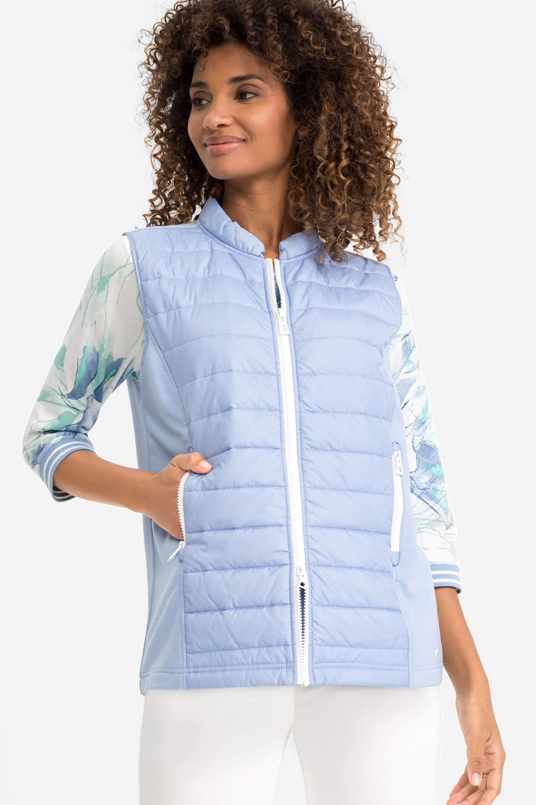 Olsen 11201475 Sky Blue Lightly Padded Gilet - Experience Boutique