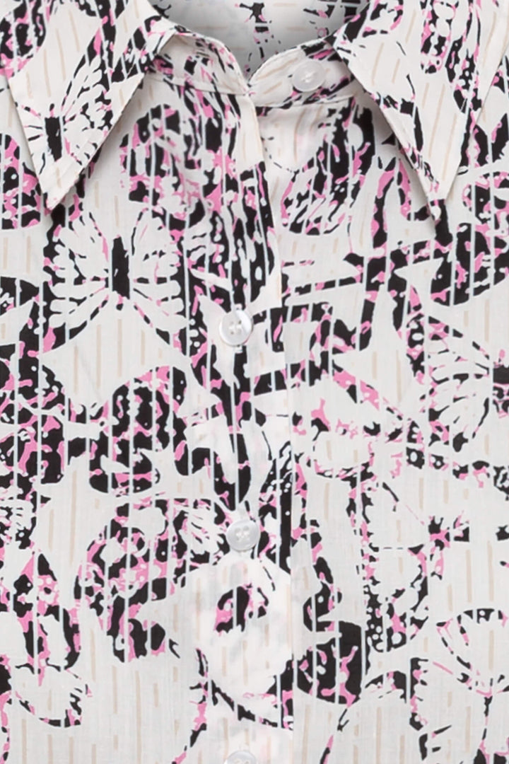 Olsen 12001774 Pink Butterfly Print Shirt - Experience Boutique