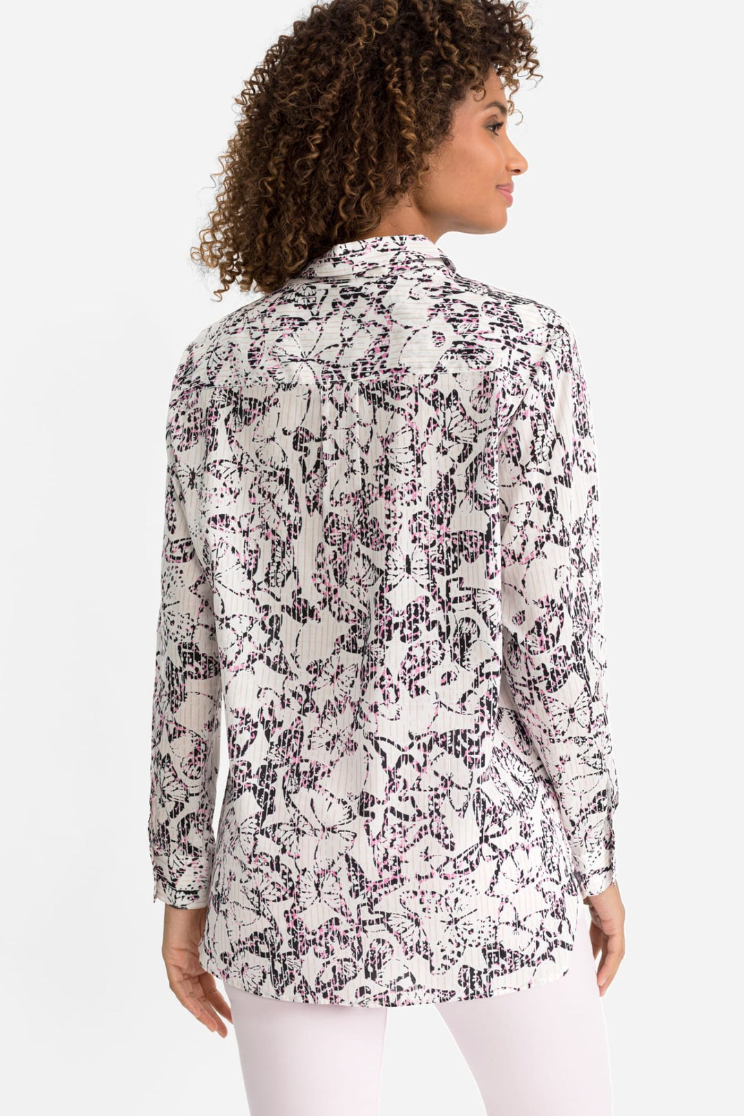 Olsen 12001774 Pink Butterfly Print Shirt