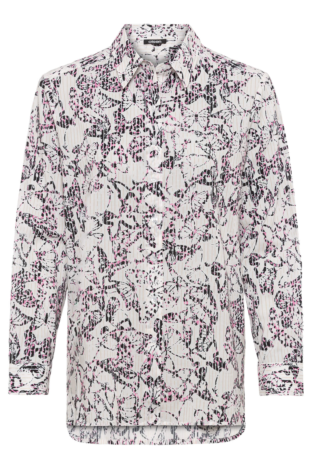 Olsen 12001774 Pink Butterfly Print Shirt - Experience Boutique