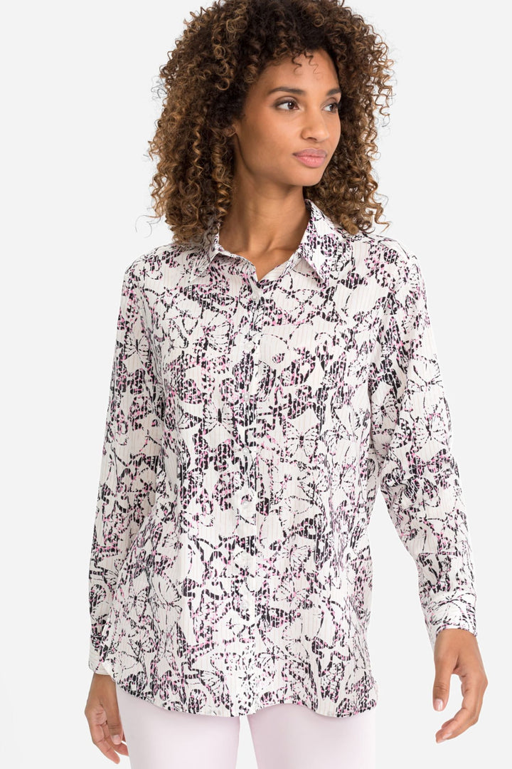 Olsen 12001774 Pink Butterfly Print Shirt