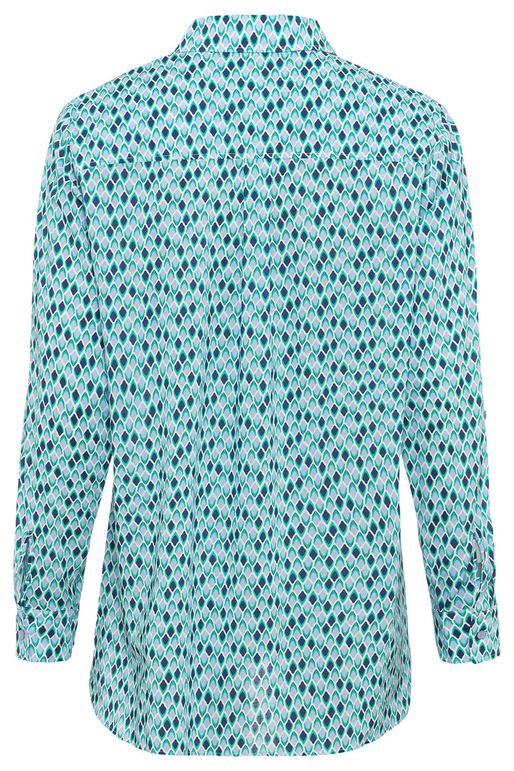 Olsen 12001778 Blue & Green Print Shirt - Experience Boutique