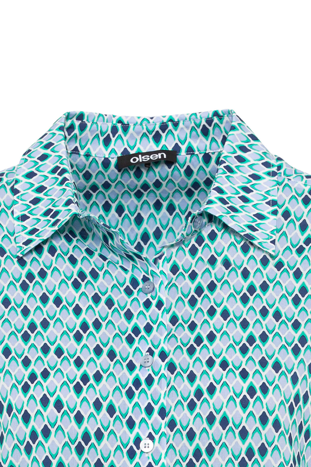Olsen 12001778 Blue & Green Print Shirt - Experience Boutique