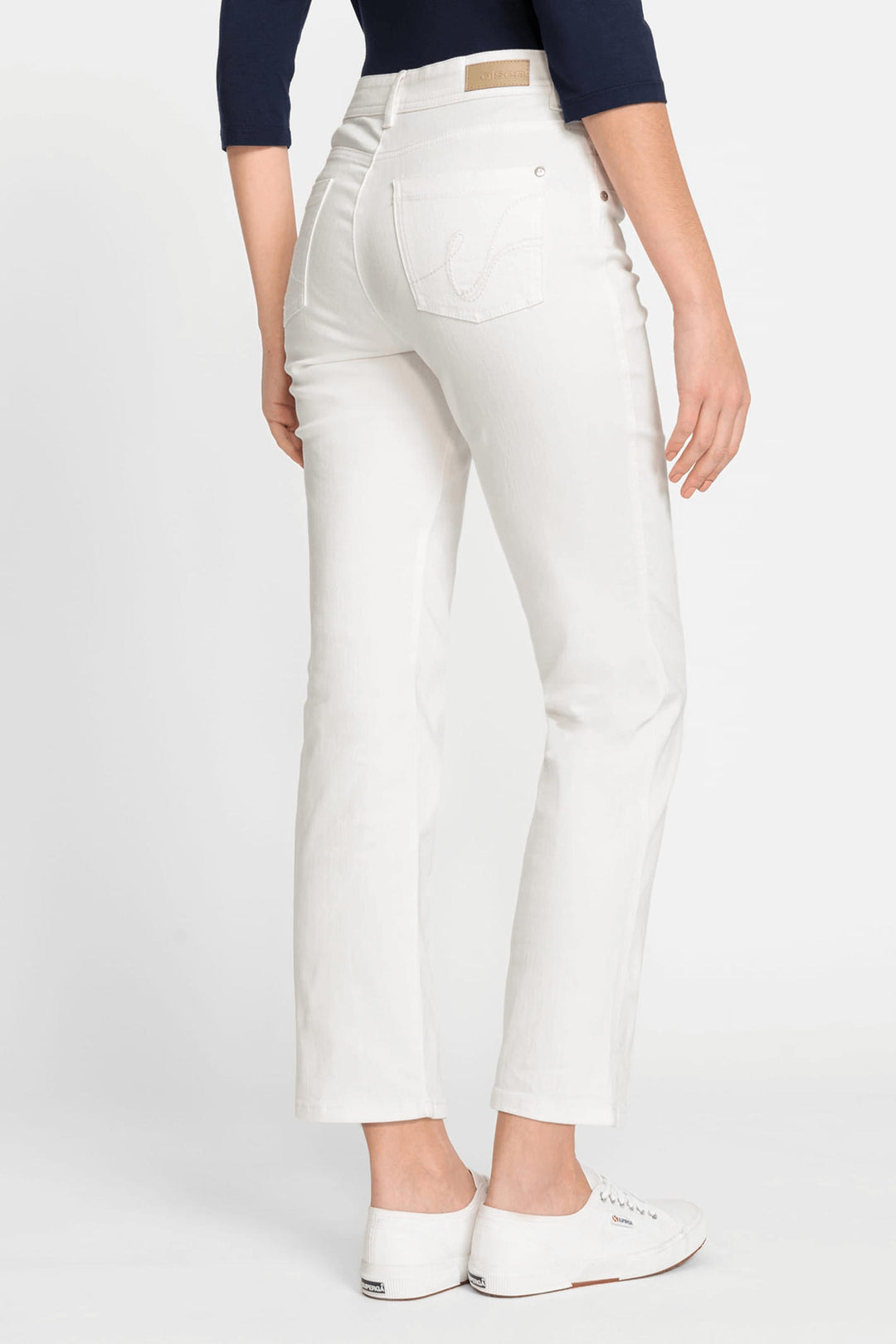 Olsen 14002067 Off White Lisa Straight Fit Power Stretch Jeans - Experience Boutique