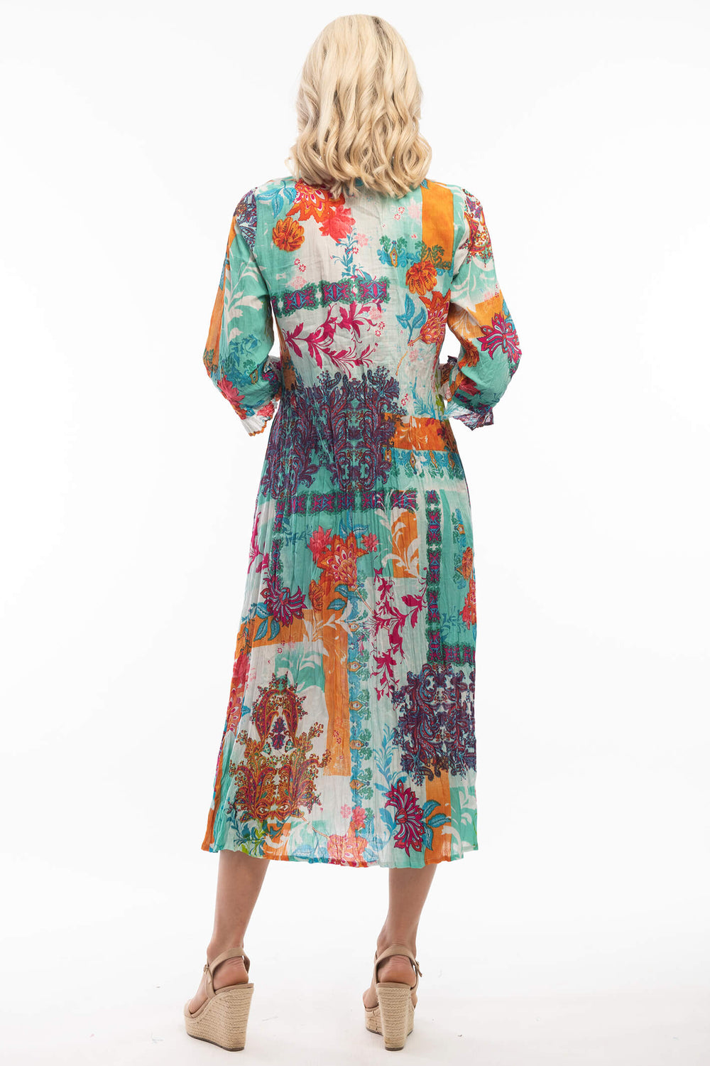 Orientique 2112 Light Blue Camden Town Print Maxi Dress - Experience Boutique