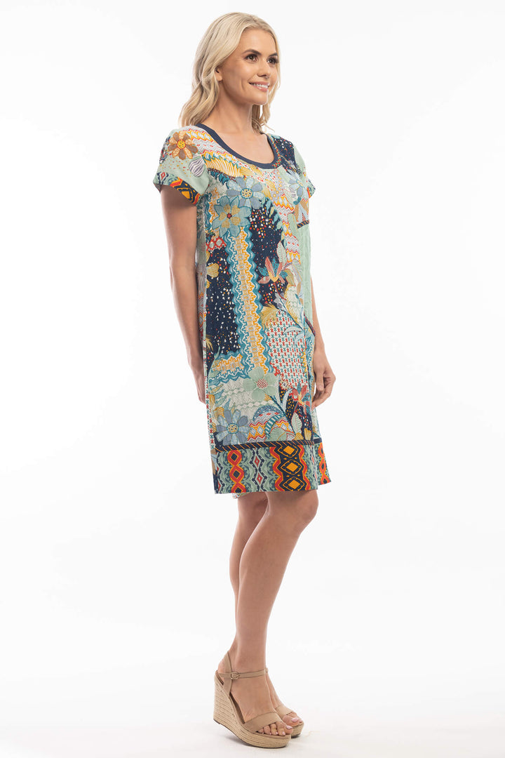 Orientique 2121 Navy Lisbon Patch Print Dress - Experience Boutique