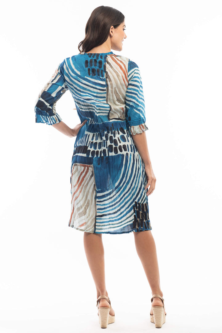 Orientique 3139 Blue Alberobello Print Dress - Expeirence Boutique