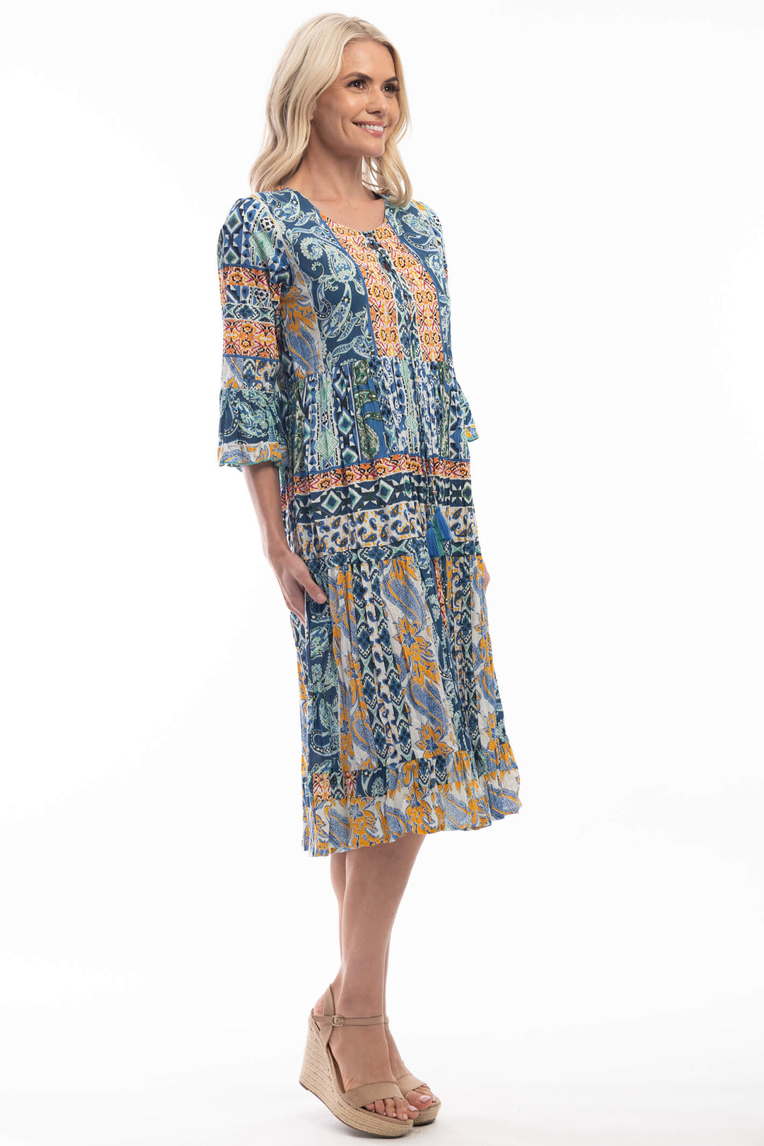 Orientique 6133 Agatti Blue Midi Dress - Experience Boutique