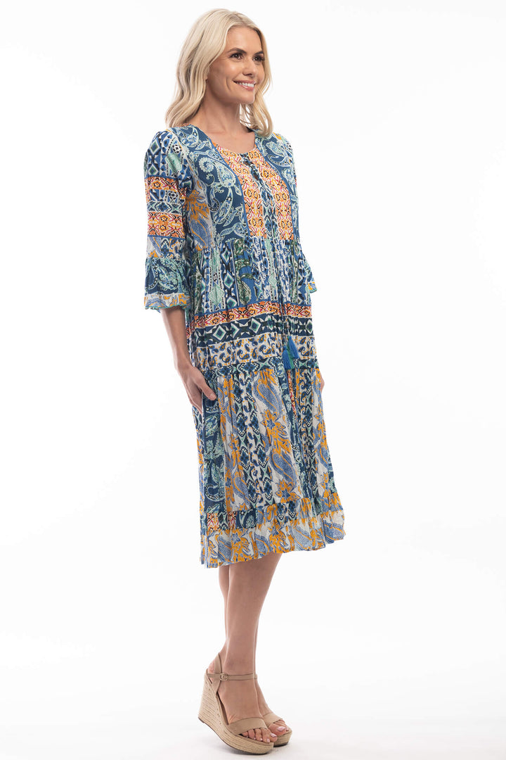 Orientique 6133 Agatti Blue Midi Dress - Experience Boutique