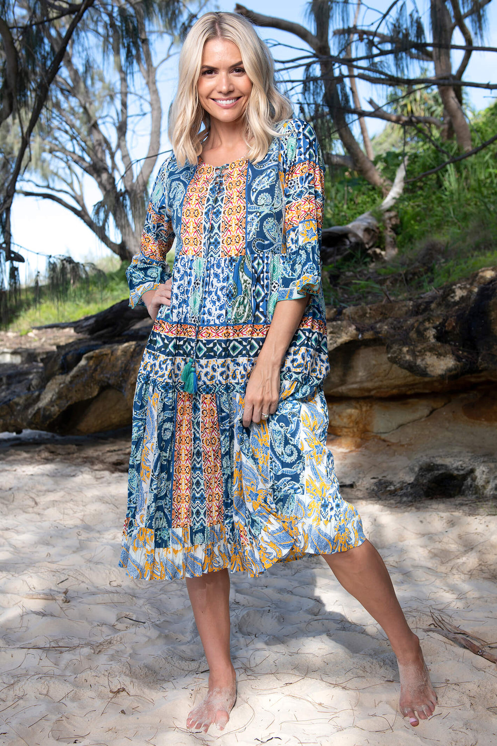 Orientique 6133 Agatti Blue Midi Dress - Experience Boutique