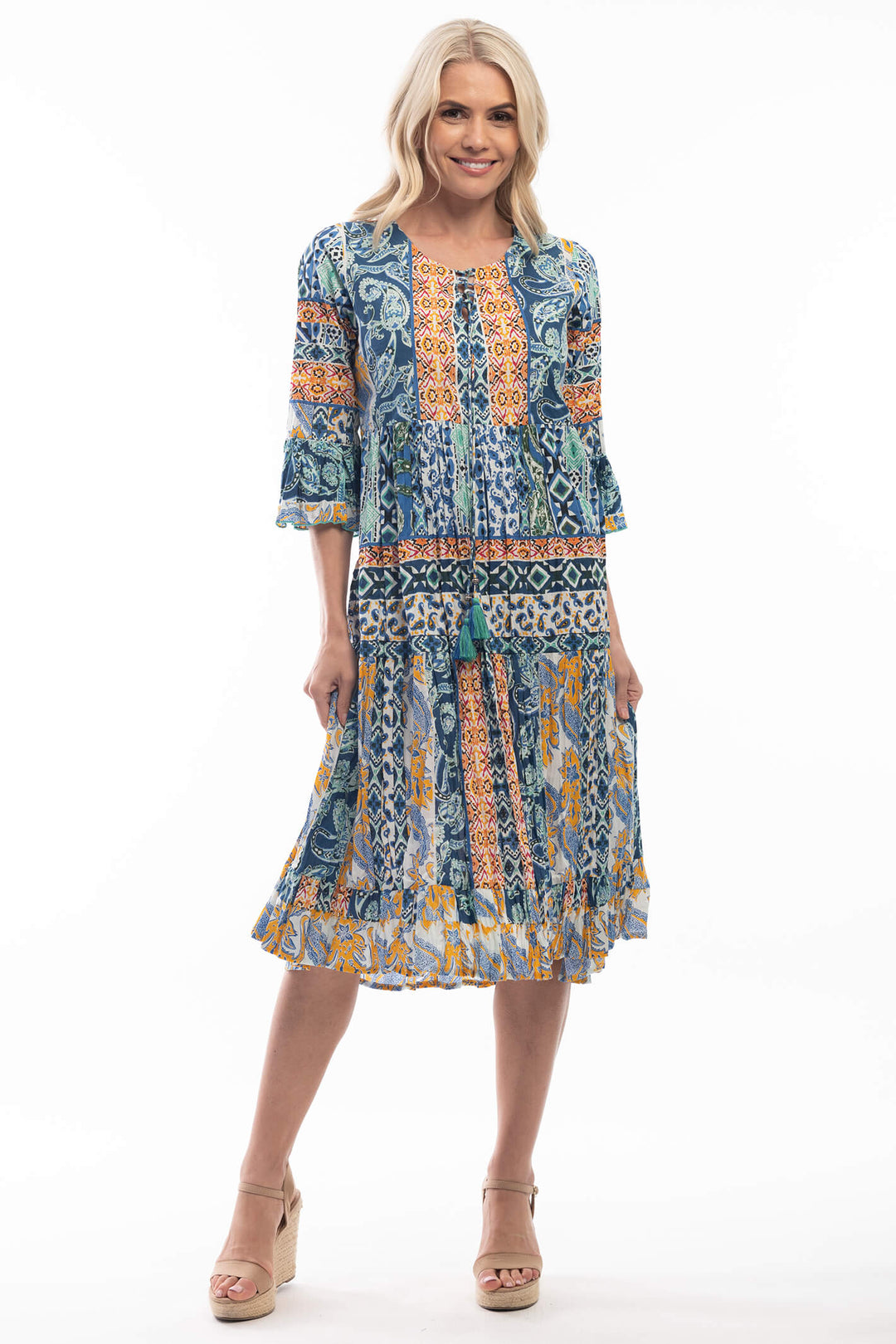 Orientique 6133 Agatti Blue Midi Dress - Experience Boutique