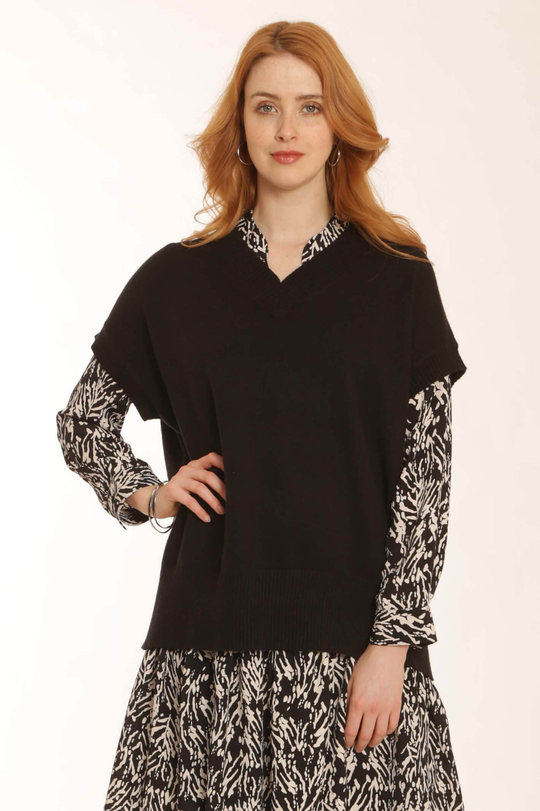 Pomodoro 32254 Black Tank Top Jumper - Experience Boutique