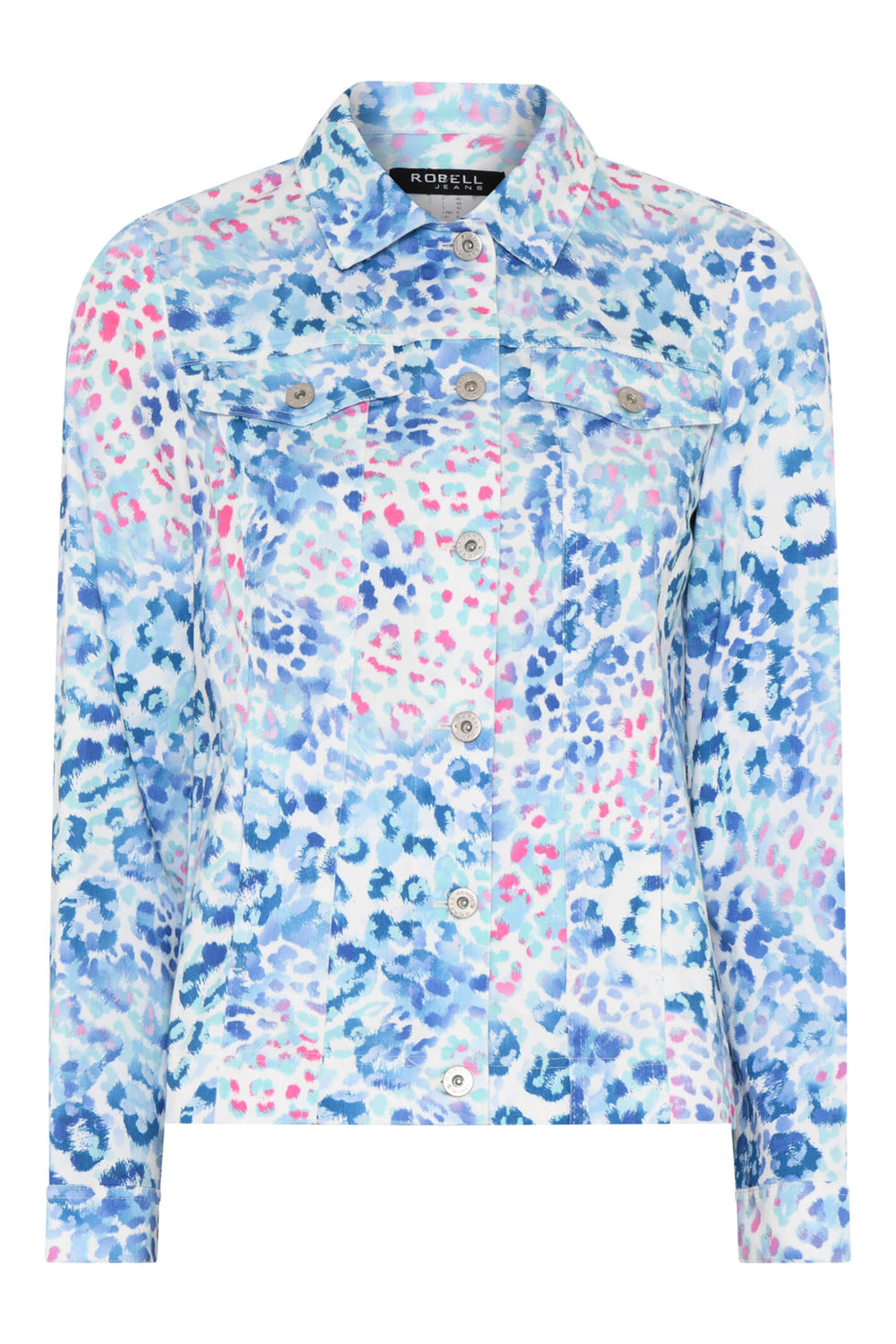 Robell Happy 57641-54749-62 Blue Leopard Print Stretch Jacket - Experience Boutique