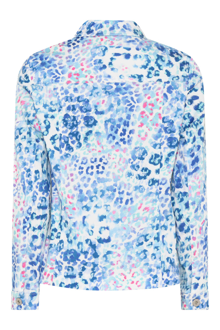 Robell Happy 57641-54749-62 Blue Leopard Print Stretch Jacket - Experience Boutique