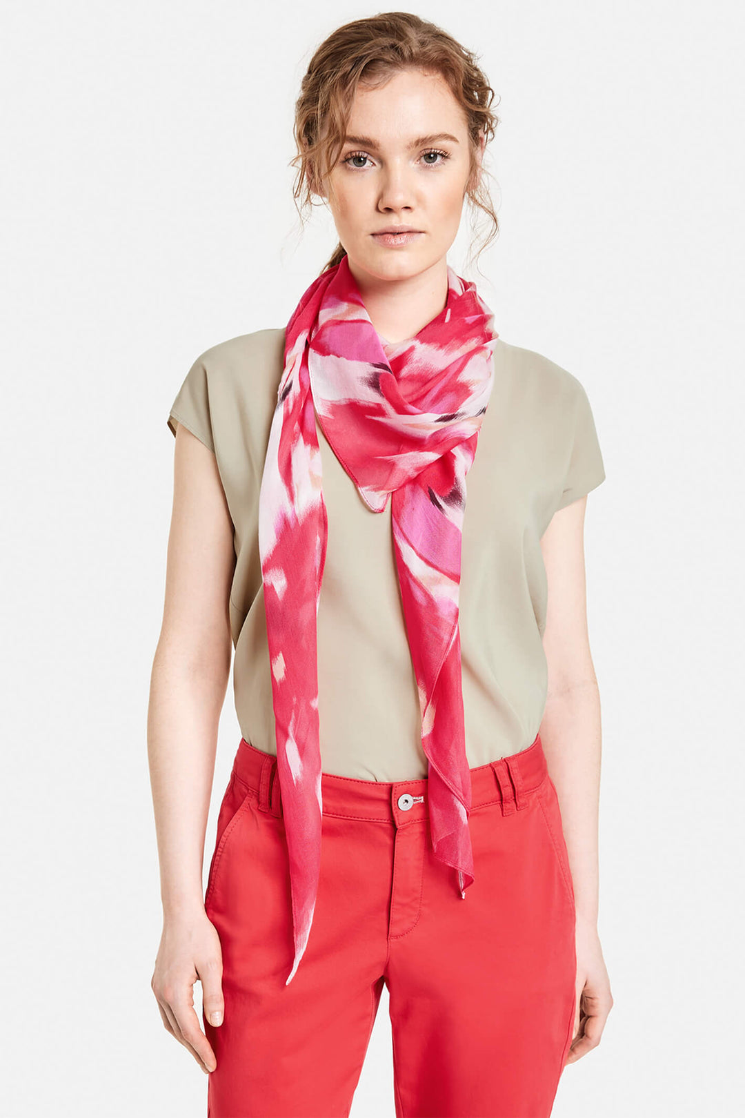 Taifun 300304 Hot Pink Abstract Floral Scarf - Experience Boutique