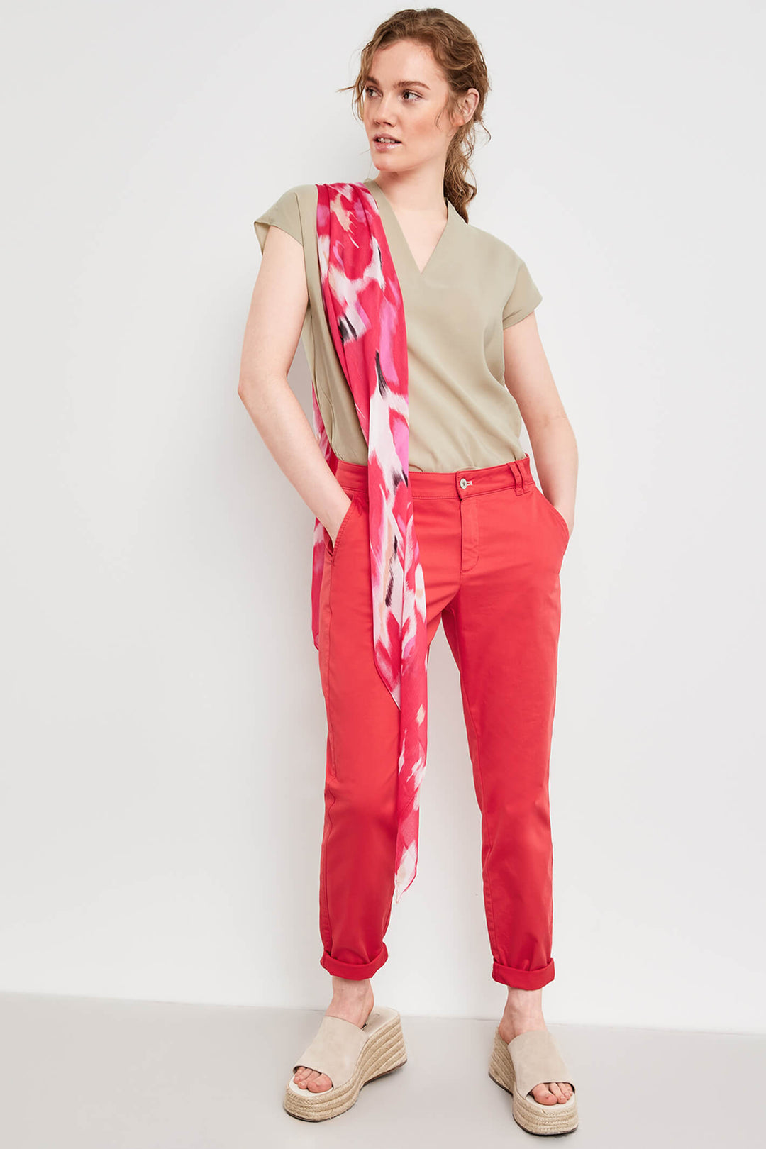 Taifun 300304 Hot Pink Abstract Floral Scarf - Experience Boutique